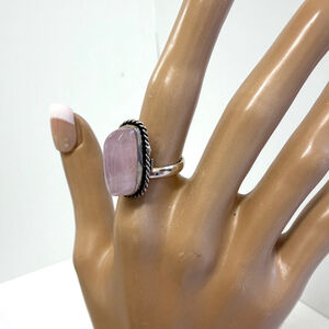 Rose‎ Quartz Adjustable Silver Plated Handmade Ring Gift Boxed Size 7.5–9